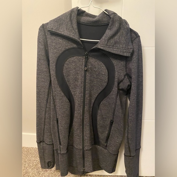 Lululemon Jacket Yoga Running Black Wee Stripe Heathered in Grey, - Picture 1 of 3